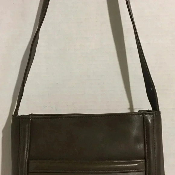 Halston green leather shoulder handbag - Picture 2 of 8